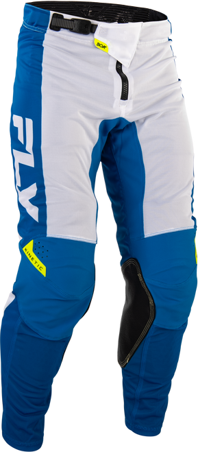 Fly Racing Kinetic Mesh Pants Blue/White/Hi Vis Size 38 – Breathable Motorcycle Pants with Adjustable Fit