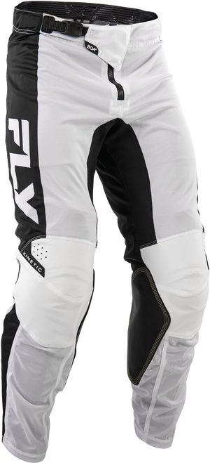 Fly Racing Kinetic Mesh Pants White/Black Size 28 – Durable, Adjustable Motocross Pants with Boa Fit System