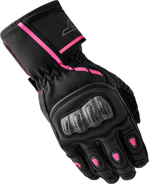 RST Women's S1 Leather Glove Black and Pink, Size XL - Part Number 103653PNK-09