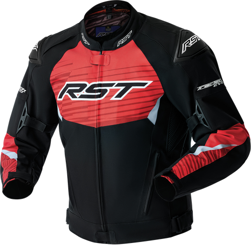 RST Tractech Evo D3o Textile Jacket Black and Fluorescent Red - Men's Motorcycle Riding Gear