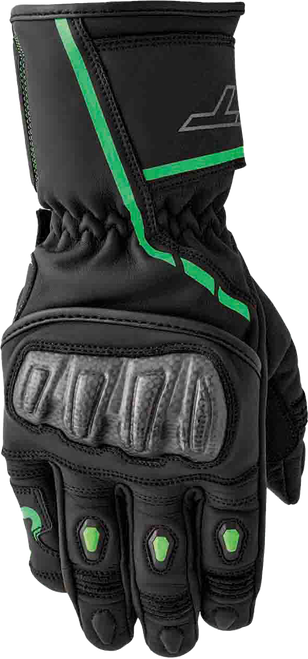RST S1 Leather Gloves Men’s and Ladies’ Fit with Carbon and TPR Protection – Size 2XL, Black and Fluorescent Green