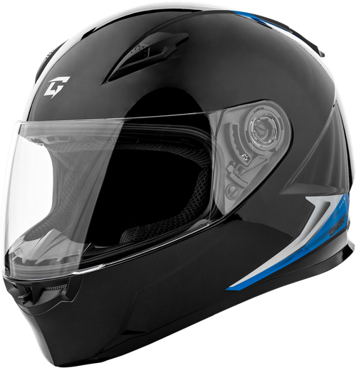 GMAX FF-49 Syth Helmet Black/Blue Medium - Lightweight DOT Approved Motorcycle Helmet with COOLMAX® Interior and UV400 Shield