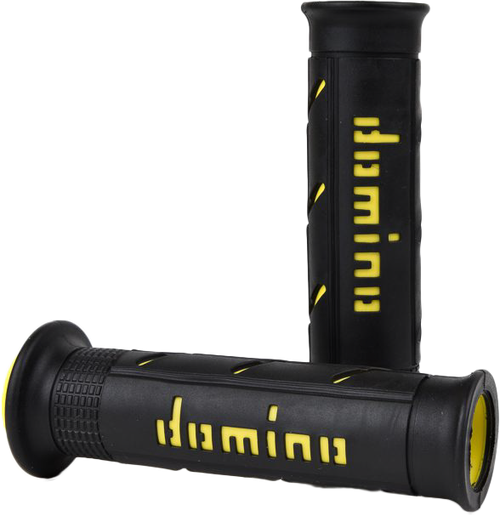Domino Racing XM2 Grips Black and Yellow Pair for 22mm Handlebars with Twist Throttles