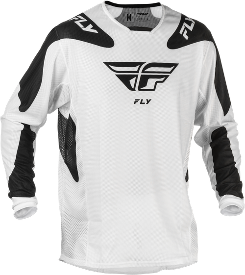 Fly Racing Kinetic Mesh Sym Jersey White/Black Sm - Breathable Dirt Bike Jersey for Men