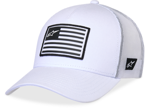 Alpinestars Flag Snapback Hat White/White - Adjustable Baseball Cap for Motorsport Enthusiasts