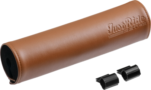 ZETA Handlebar Bar Pad Leather 8-inch Brown with Clamp and Brace