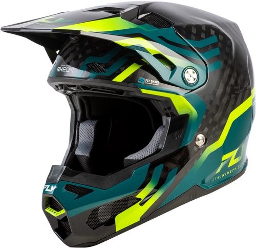Fly Racing Formula S Carbon Byte Helmet Black Carbon/Teal/Lime Medium with Advanced Safety and Connectivity Features