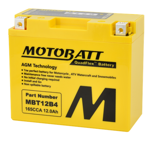 MOTOBATT MBT12B4 Sealed AGM Battery with Quadflex Technology