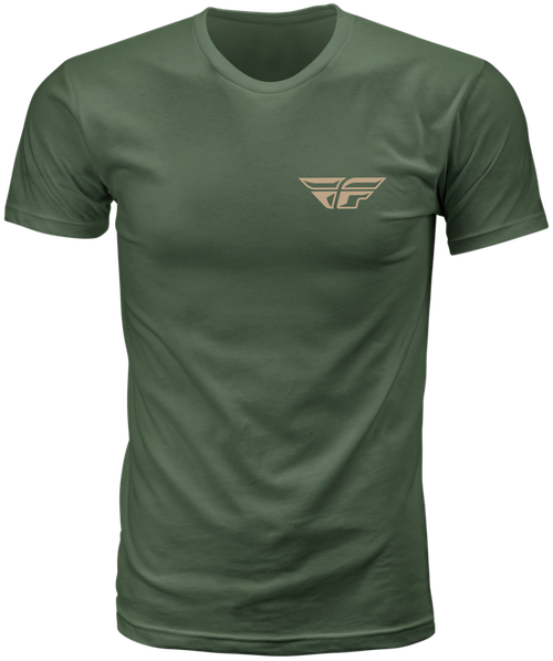 Fly Racing Staple Tee Green XL - Comfortable 100% Cotton Crew Neck T-Shirt