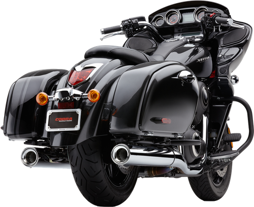 COBRA Part 4230 Slip-On Billet Tips for Kawasaki Voyager and Vaquero with Black Powder Coated Muffler