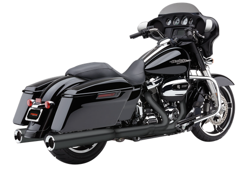 COBRA 4.5 inch Powrflo Round Slip-On Exhaust for Harley FLH/Flt 2017-2025 - Black Finish, Part Number 6214RB