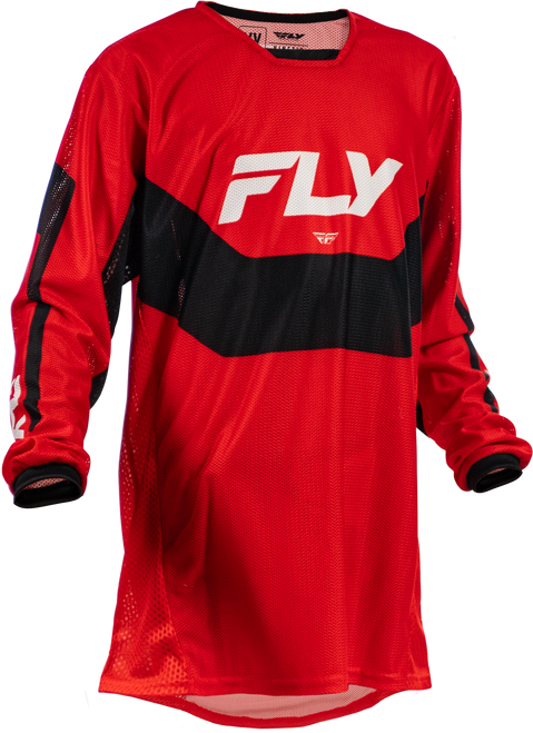 Fly Racing Yth Kinetic Mesh Jersey Red/Black/White YXL - Youth Performance Motocross Jersey