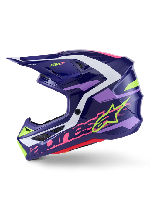 Alpinestars SM7 Deed Helmet in Purple and Pink Glossy Finish (Part No. 8302426-3142-S)