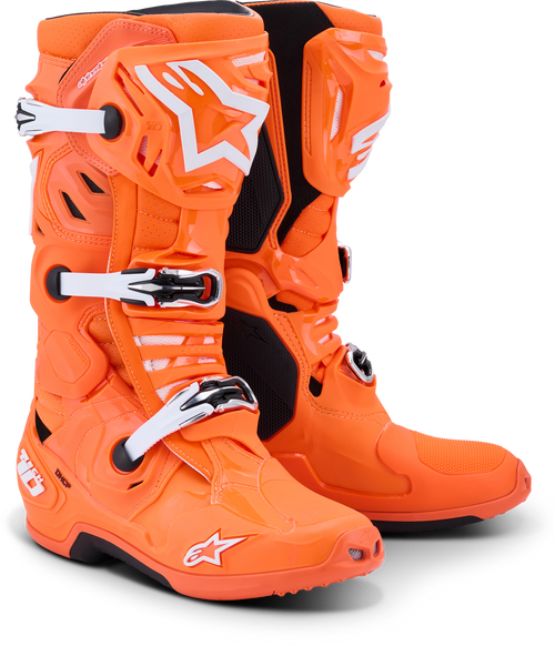 Alpinestars Tech 10 Supervented Orange Fluo/Black/White Motorcycle Boots - Size 12