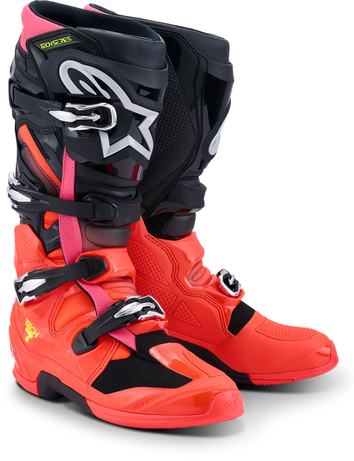 Alpinestars Tech 7 Black/Red Fluo/Pink Fluo 10 Off-Road Motorcycle Boots