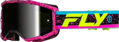 Fly Racing Yth Zone Goggle Pink/Black/Hi Vis with Black Mirror and Smoke Lens