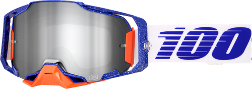 100-Percent Armega Goggle with Silver Flash Lens – Impact-Resistant MX Goggles with Ultra HD Clarity