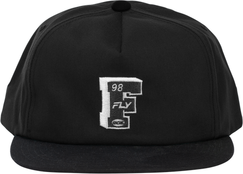 Fly Racing Varsity Hat Black - Adjustable Snapback Cap with Embroidered Logo