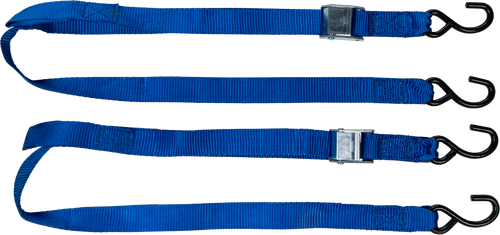 FIRE POWER 1.5-inch x 6-foot Tie Down Soft Tie with Cam Buckle and S Hooks, Blue, Pack of 2