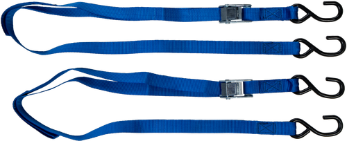 FIRE POWER 1-inch by 6-foot Tie Down Soft Tie Blue Pair with Cam Buckle and Heavy-Duty Hooks