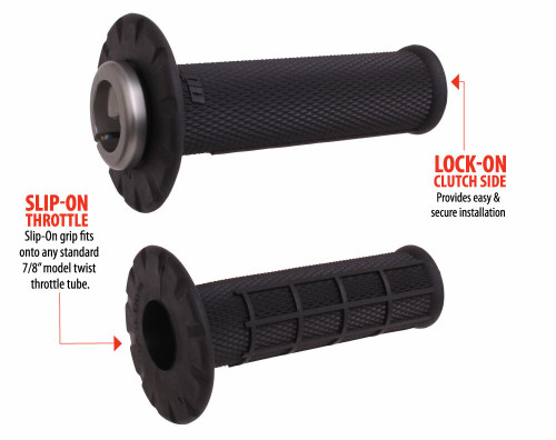 ODI Universal Lock-On Grips Half Waffle Black and Silver – Model H21UHWB