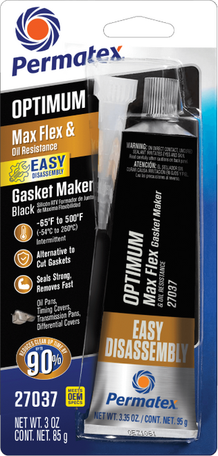 Permatex Optimum Black RTV Silicone Sealant 3 oz – High-Strength, Flexible, Oil-Resistant
