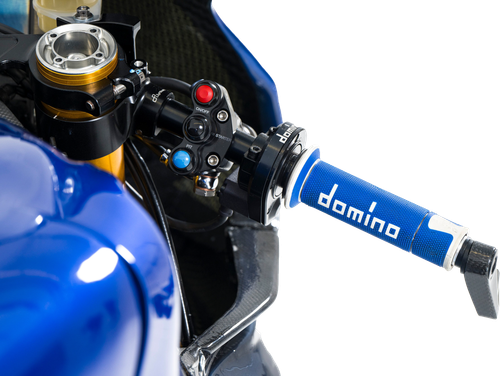 DOMINO RACING A450 Road Racing Grips Blue/White Pair for 7/8” Handlebars