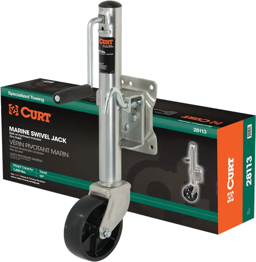 CURT Marinetrailerjack with 6-Inch Wheel and 1,200 lbs Capacity - Part Number 28113