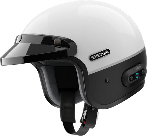 SENA Surge Open Face Helmet with Mesh 2.0 Communication System - Glossy White/Matte Black XL