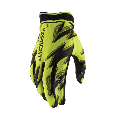 100 Percent Ridefit Gloves Flo Yellow and Black Medium - Part #10046-00027