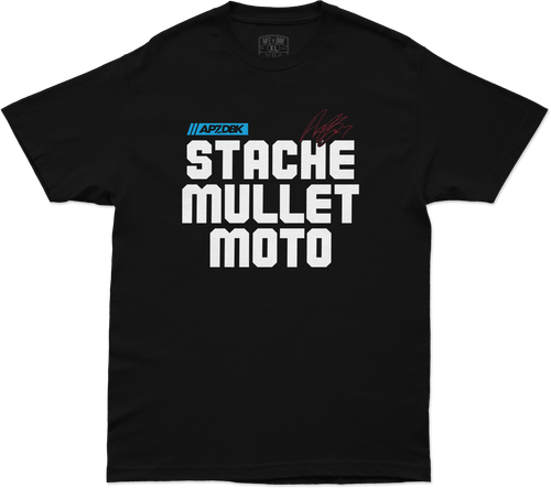 DBK Stache Mullet Moto Tee Black 2X - 100% Cotton 6oz T-Shirt