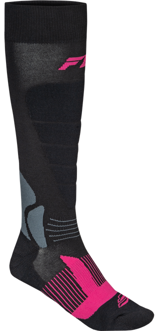 Fly Racing Snow Heavyweight Wool Sock Black/Pink Small/Medium