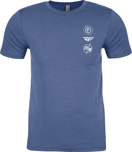 Fly Racing Atom Tee Cool Blue Heather XL - Comfortable Cotton-Polyester Crew Neck T-Shirt