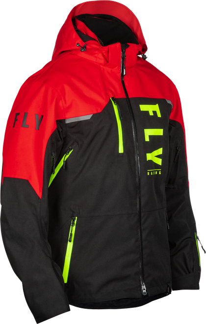 Fly Racing Carbon Jacket Black/Red XL - Waterproof and Breathable Snow Jacket with Hydraguard Pro Technology
