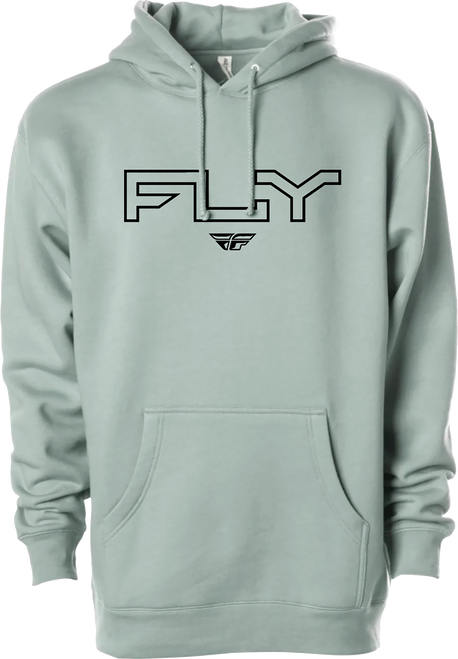Fly Racing Edge Hoodie Dusty Sage Large - Comfortable Cotton-Poly Blend with Screen Print Design