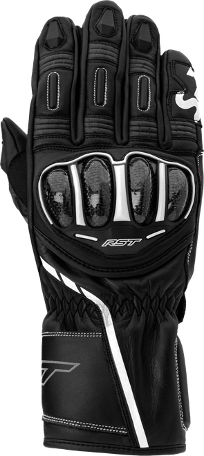 RST Ladies S1 CE Glove Black/White Medium – High-Performance Motorcycle Gloves with Carbon Knuckle and Full Grain Leather Construction