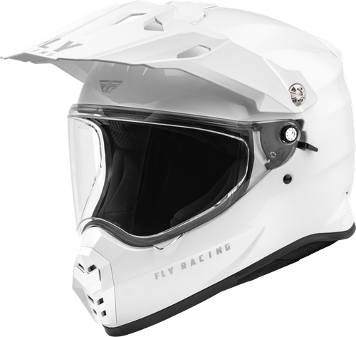 Fly Racing Trekker Solid Helmet White Large - DOT & ECE Approved Motorcycle Helmet with Drop-Down Sunshade and Quick-Release Shield