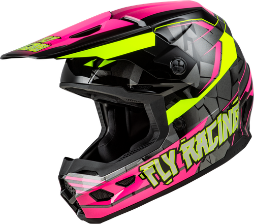 Fly Racing Youth Kinetic Scorched Helmet Neon Pink with Hi-Vis and Black Trim - Part A0030634YL