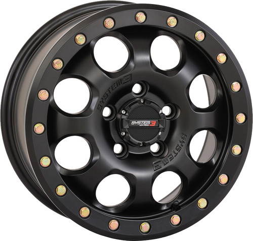 SYSTEM 3 Sb7 Bl Wheel 15x7 4+3 (+10mm) Matte Black - Durable Alloy Wheel with Beadlock Design