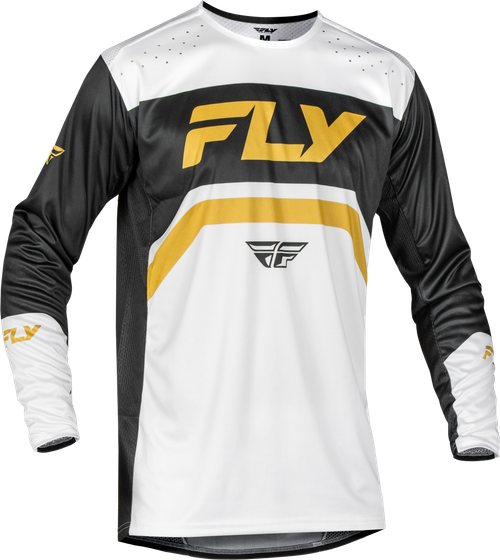 Fly Racing Rayce Bicycle Jersey White/Black/Gold Large