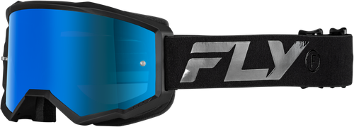 Fly Racing Zone Goggle Black/Black with Sky Blue Mirror Smoke Lens