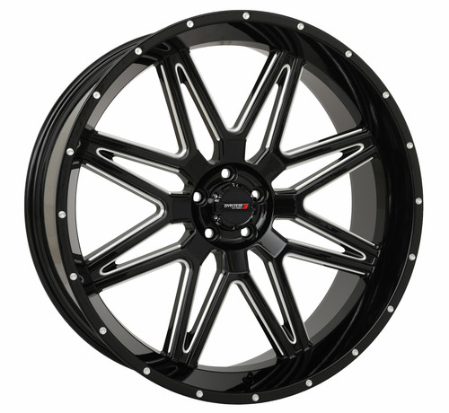 SYSTEM 3 St7 Wheel 24x9 5+4 (0mm) Gloss Black Milled - Heavy Duty 12" Wide Tire Application