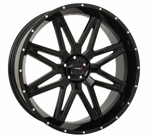 SYSTEM 3 St7 Wheel 24x9 5+4 (0mm) 5/4.5 Gloss Black - Heavy-Duty Aluminum Wheel for 12-Inch Wide Tires