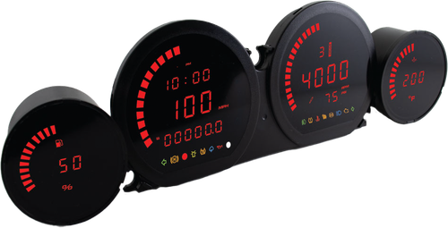 KOSO BA064921 4-Piece Red LED Gauge Set for Harley Davidson Touring Models