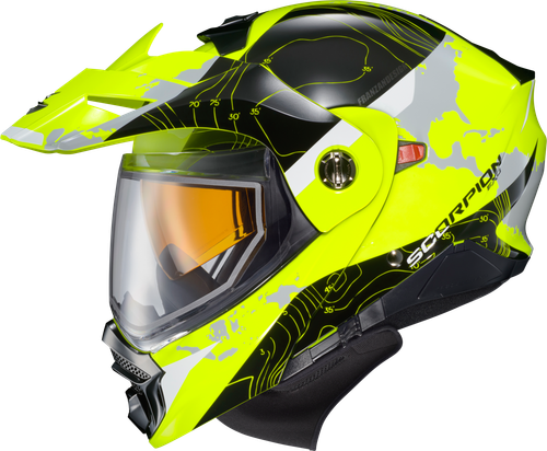 Scorpion EXO Exo AT960 Cold Weather Helmet Topographic Hi-Vis Small (Dual)