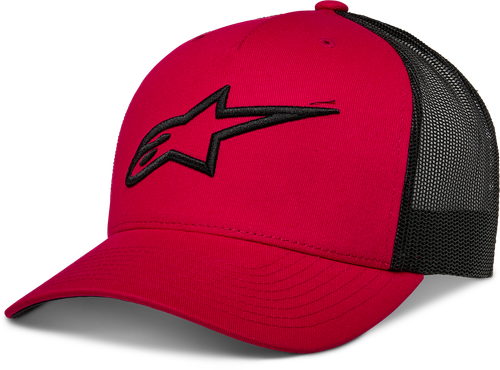 Alpinestars Ageless Trucker Hat Red/Black - Classic Snapback Cap with Structured Crown