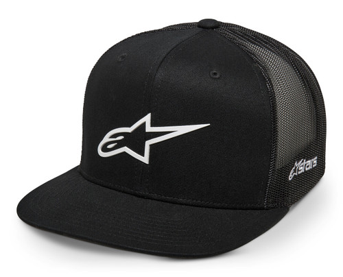 Alpinestars 3D Ageless Trucker Hat Black and White - Adjustable Mesh Cap with Structured Crown