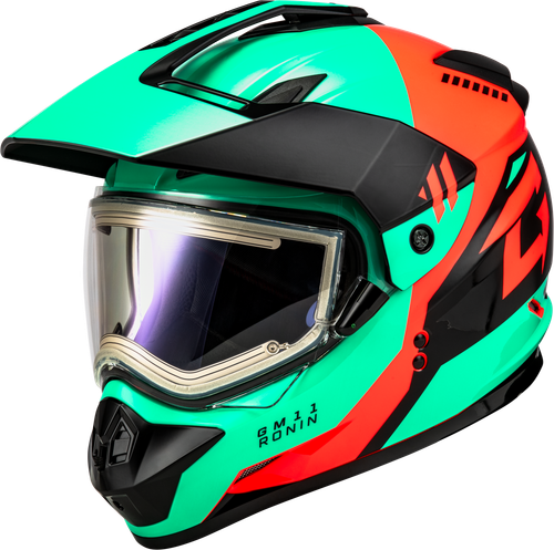 GMAX GM-11S Ronin Snow Helmet with Electric Shield – Black, Aqua, and Coral