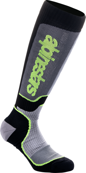 Alpinestars MX Plus Socks Black/Grey/Yellow Fluorescent Medium - Part 4702324-175-M