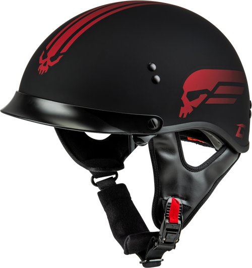 GMAX H96511325 HH-65 Naked Retribution Helmet with Sun Shields, Matte Black/Red, Medium